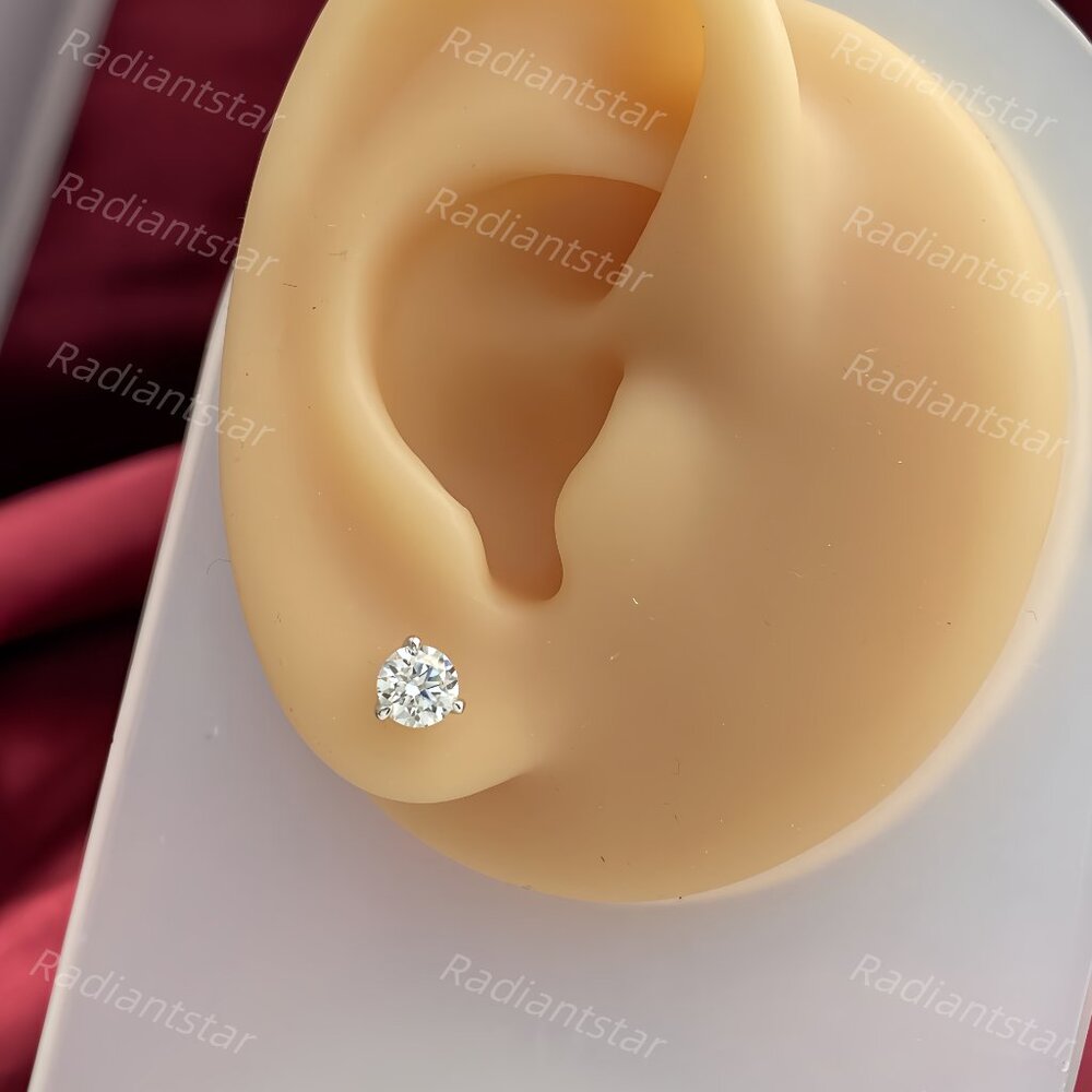 NEW Certified 1ct. t.w. Moissanite 3 Prong Solitaire Stud Earrings - Picture 6 of 9